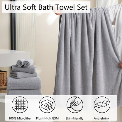 4 Pack Oversized Bath Sheet Towels 700 GSM Ultra Soft Light Gray Bath Towel Set