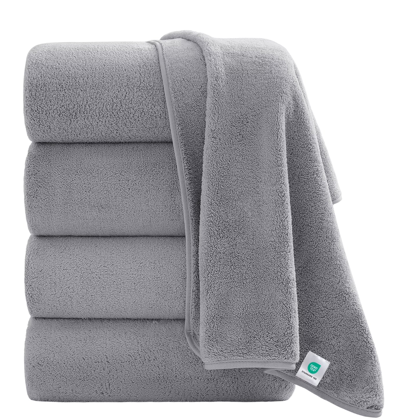 4 Pack Oversized Bath Sheet Towels 700 GSM Ultra Soft Light Gray Bath Towel Set