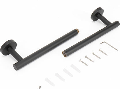 Bath Towel Bar, Thicken Stainless Steel Shower Towel Rack Holder Wall Mounted for Bathroom,18-Lnch Overall Length-16-Lnch Usable Hanging Space (1 Pack, Matte Black)