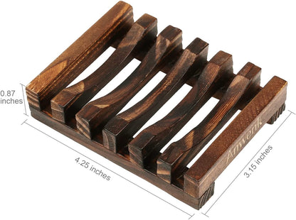 Handcrafted Wooden Soap Dish - Rectangular Sink Drainer for Soap, Sponges, and More (Single Pack)
