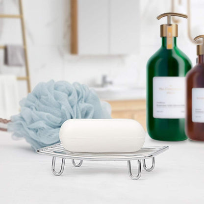 Bar Soap Dish Holder for Shower Bathroom Stainless Steel Rust Proof Self Draining with Beige Soap Saver Pad