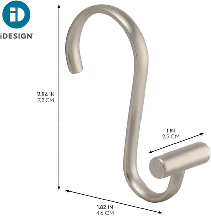 Idesign 76752 Metal T-Bar Shower Curtain Hooks Rust Resistant Rings for Kid'S, Guest, Master Bathroom, 1" X 1.75" X 2.75", Set of 12, Satin