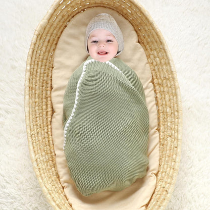 Cotton Baby Blanket Gender Neutral Nursery Swaddling Blanket for Shower Gift Registry for Baby Sage Green 40 X30 Inch