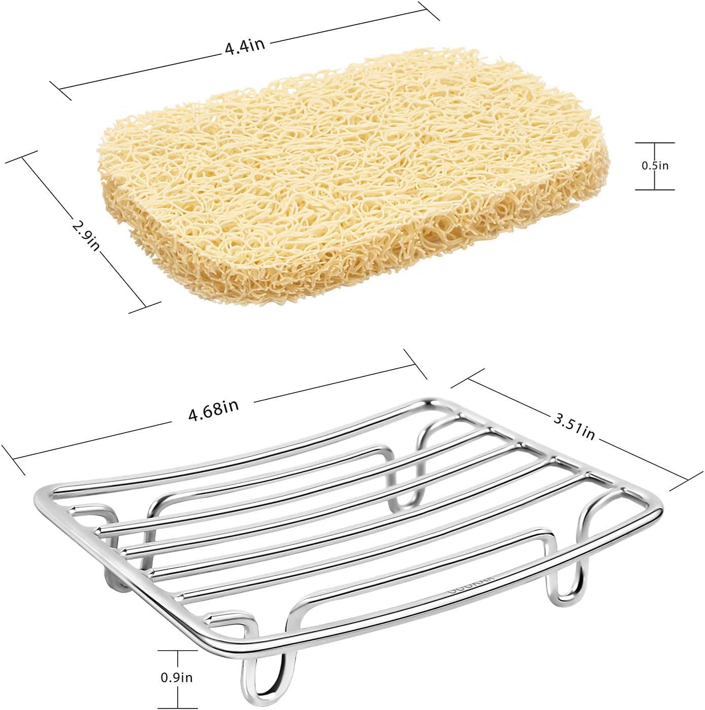 Bar Soap Dish Holder for Shower Bathroom Stainless Steel Rust Proof Self Draining with Beige Soap Saver Pad