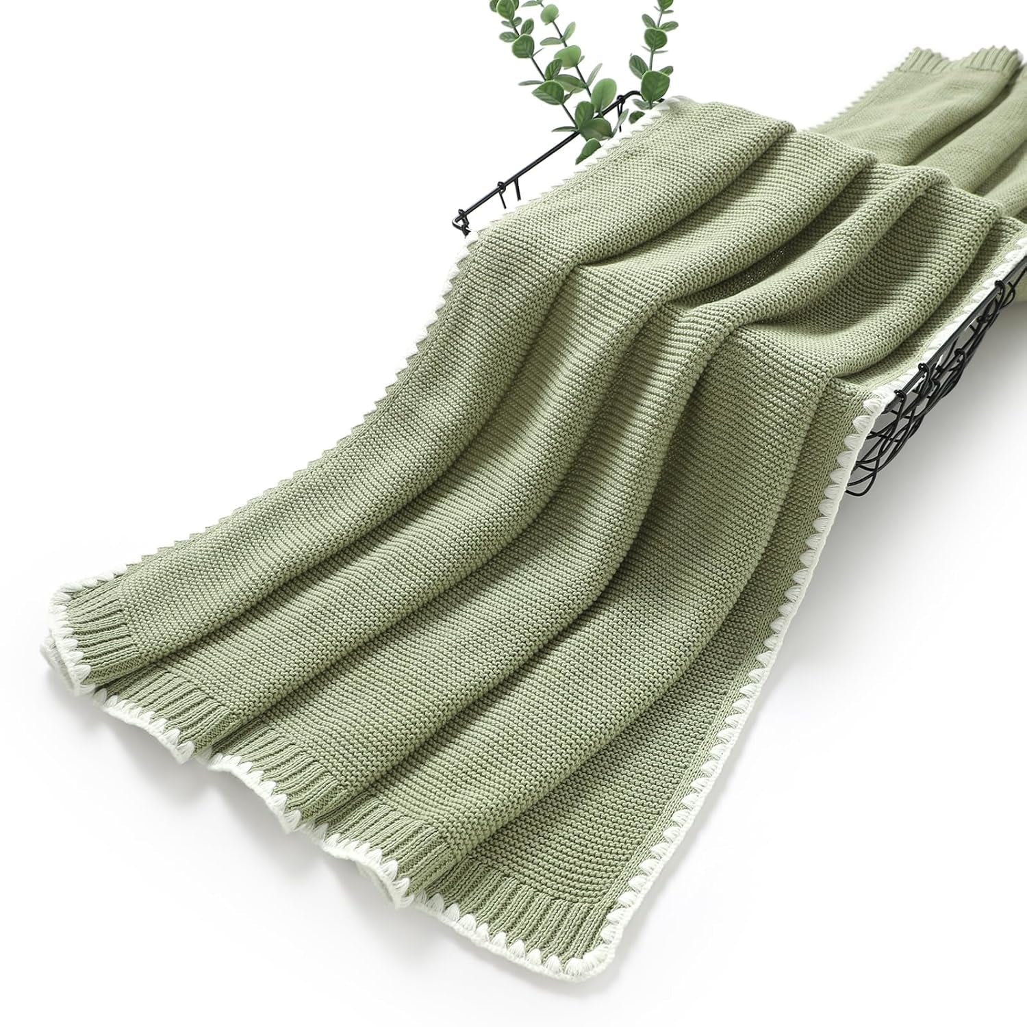 Cotton Baby Blanket Gender Neutral Nursery Swaddling Blanket for Shower Gift Registry for Baby Sage Green 40 X30 Inch