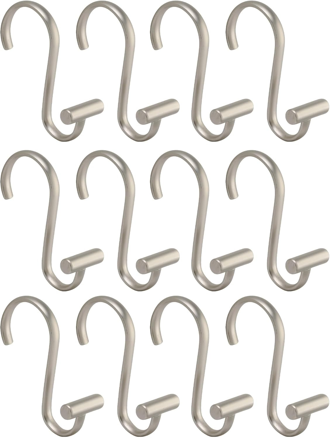 Idesign 76752 Metal T-Bar Shower Curtain Hooks Rust Resistant Rings for Kid'S, Guest, Master Bathroom, 1" X 1.75" X 2.75", Set of 12, Satin