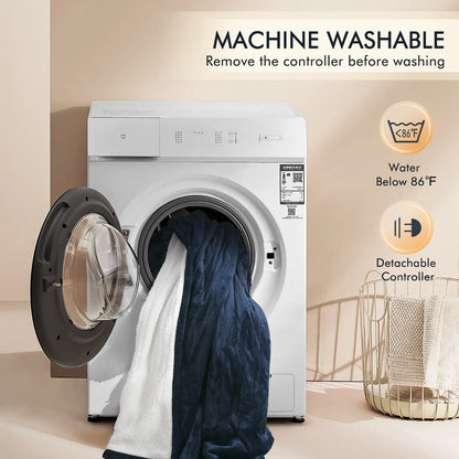 Electric Heated Blanket King Size 90''X100'', Fast Heating with Dual Controllers, 10 Heating Levels, 10H Timers, Preheat Function - Dark Blue