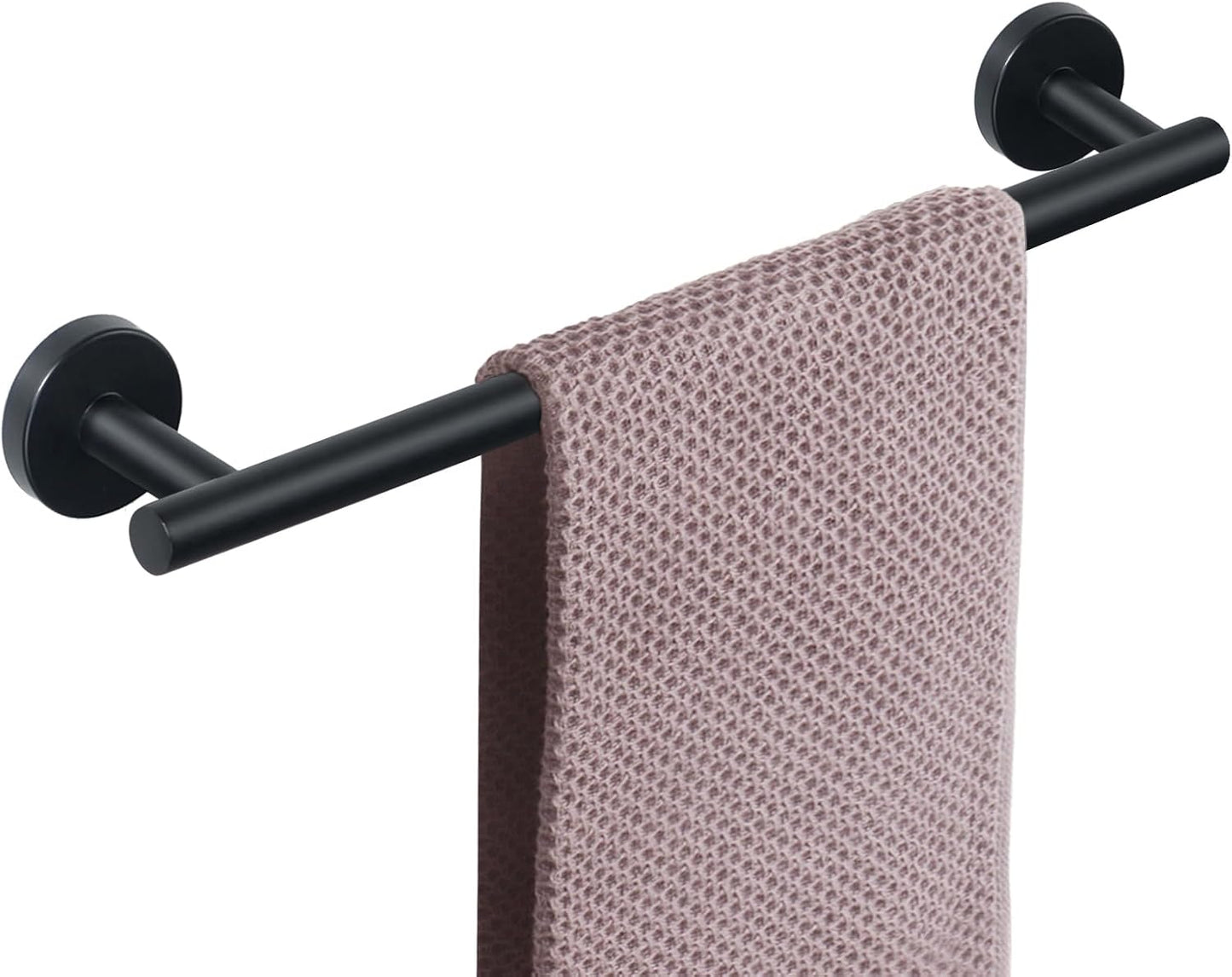 Bath Towel Bar, Thicken Stainless Steel Shower Towel Rack Holder Wall Mounted for Bathroom,18-Lnch Overall Length-16-Lnch Usable Hanging Space (1 Pack, Matte Black)