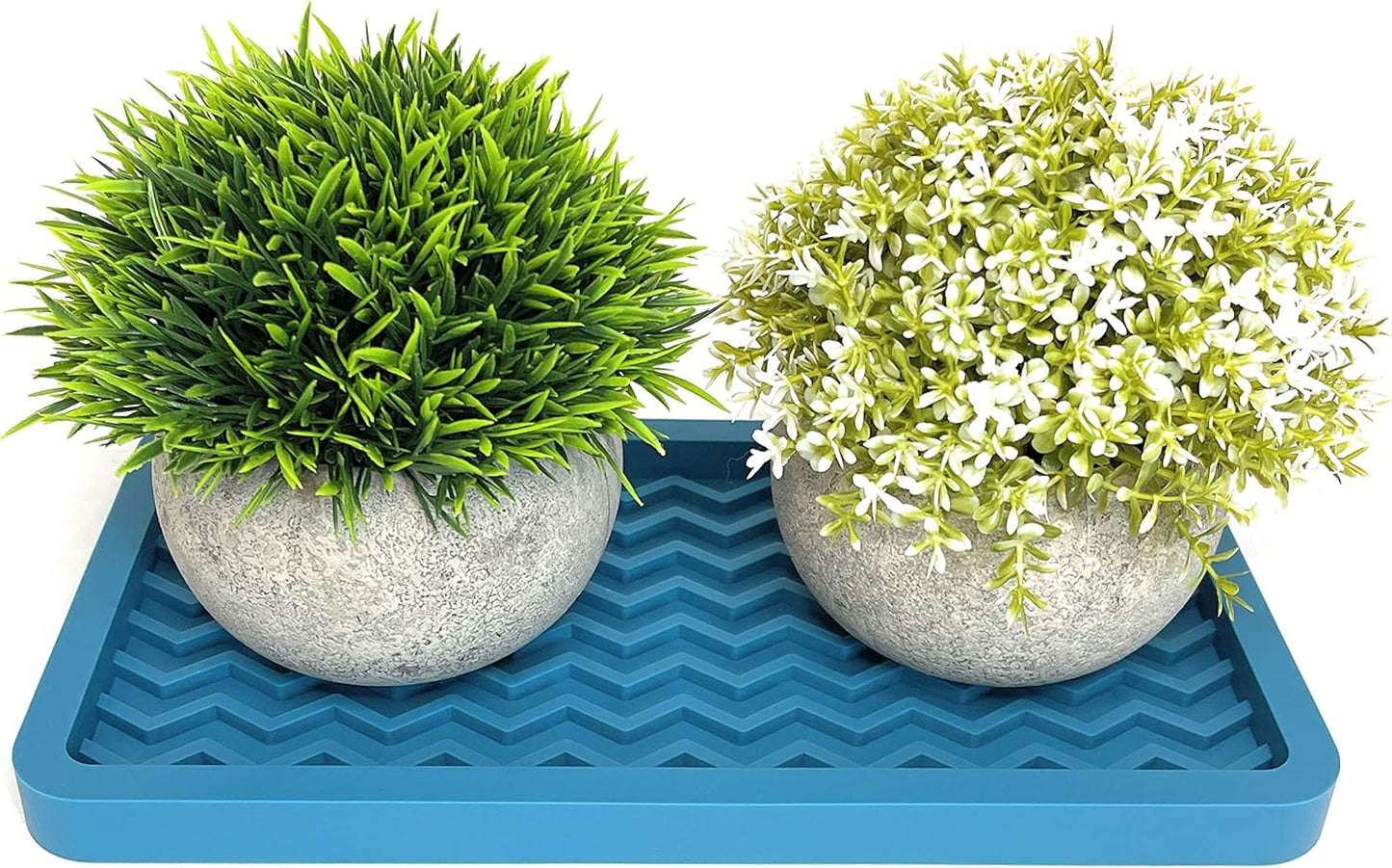 Happitasa Silicone Kitchen Sink Organizer Tray - Sponge Holder and Countertop Protector | Versatile Soap Dish and Dispenser Tray for Bathroom and Kitchen (Grey, 10" x 5.25", 10.3 Ounces, Zigzag Design)