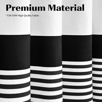 Black and White Shower Curtain Striped with Tassels for Bathroom Decor,Heavy Weighted 72-Inch, 72 X 72