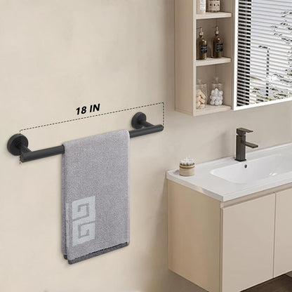 Bath Towel Bar, Thicken Stainless Steel Shower Towel Rack Holder Wall Mounted for Bathroom,18-Lnch Overall Length-16-Lnch Usable Hanging Space (1 Pack, Matte Black)