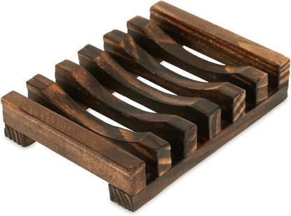 Handcrafted Wooden Soap Dish - Rectangular Sink Drainer for Soap, Sponges, and More (Single Pack)