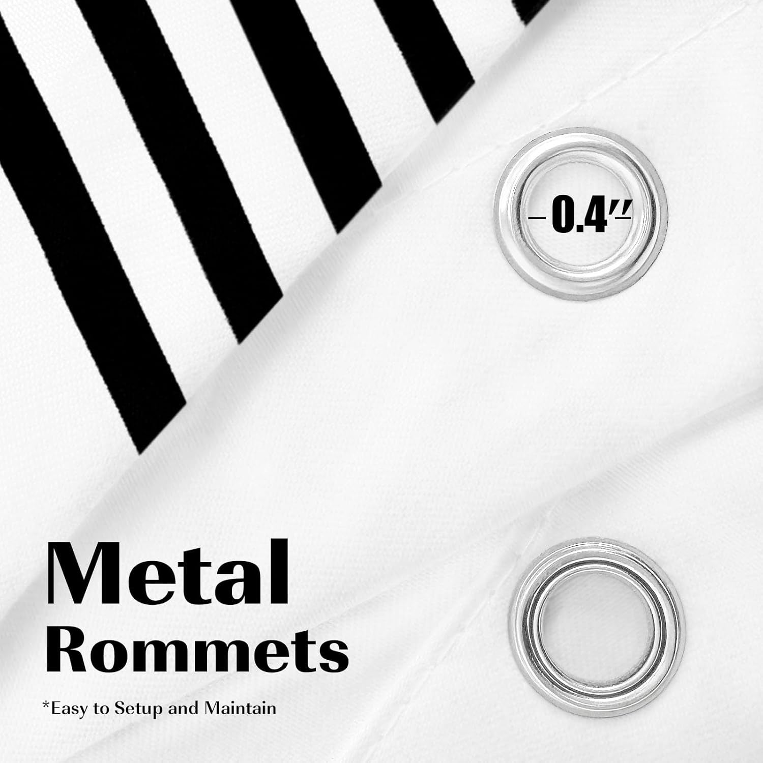 Black and White Shower Curtain Striped with Tassels for Bathroom Decor,Heavy Weighted 72-Inch, 72 X 72